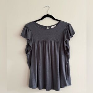 Gentle Fawn Charcoal Green Flutter Sleeve Blouse